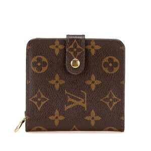 Louis Vuitton Compact Zip Bi fold Wallet Brown Leather